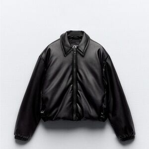 ZARA FAUX LEATHER PUFFER JACKET